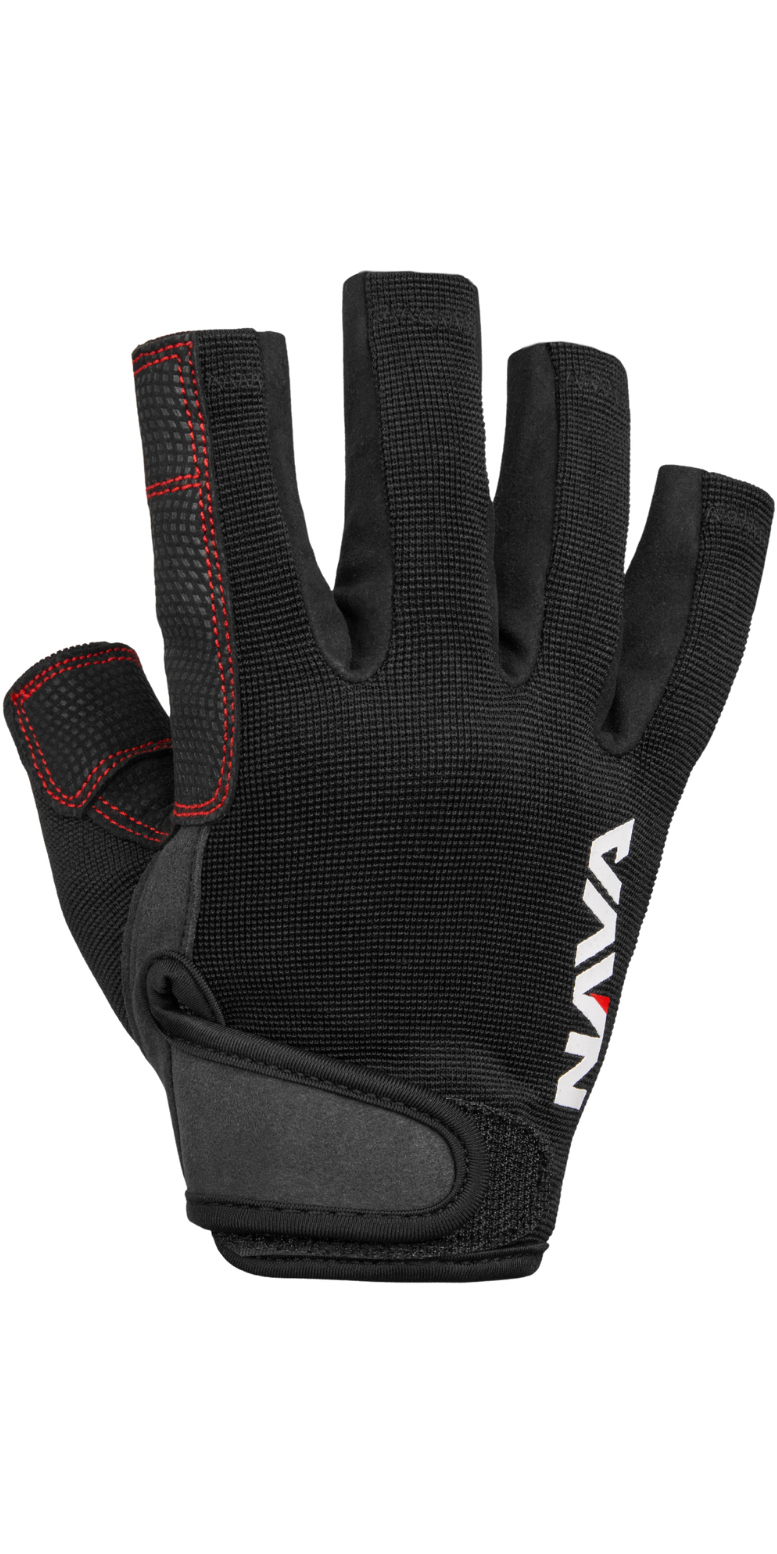 2025 Nava Performance Nava Club Short Finger Sailing Gloves NAVACGSF01 - Black
